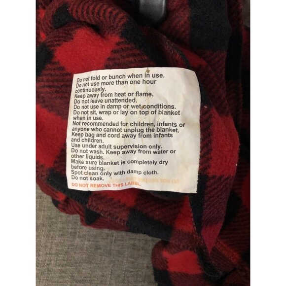 Smart Brands 12V DC Red Black Buffalo Plaid Auto Car Travel Heated Blanket - Picture 5 of 5